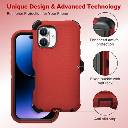 Tough Pro Case – Black & Red, Rugged with Holster Clip