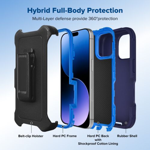 Tough Pro Case – Light Blue & Dark Blue, Rugged with Holster Clip