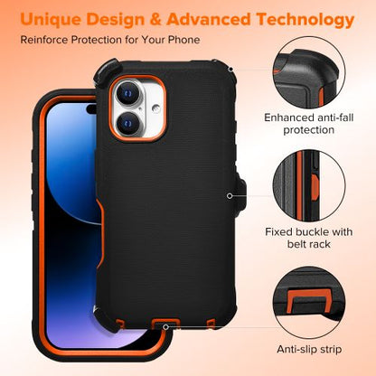 Tough Pro Case – Orange & Black, Rugged with Holster Clip