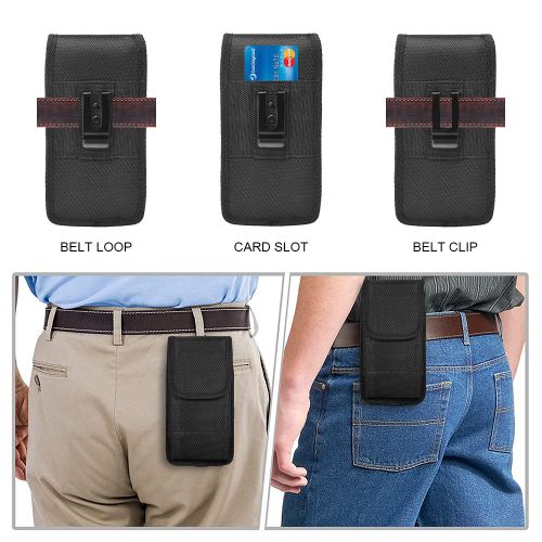 Universal 6.9" Vertical Phone Pouch | Magnetic Closure & Belt Clip (Case Compatible)